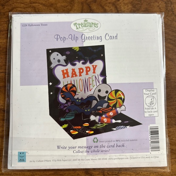 2 Treasures Halloween Pop Up Greeting Cards Pumpkin Candy Treats New Sealed - Picture 2 of 9